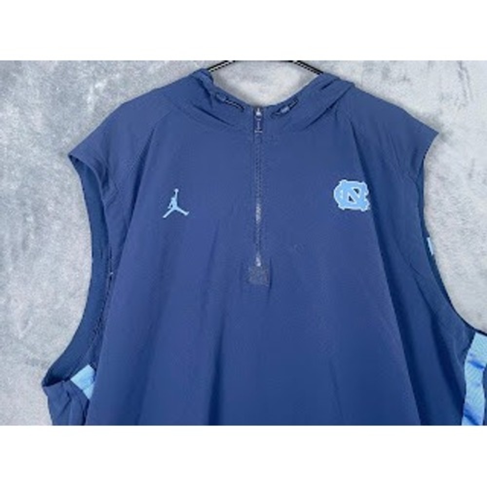 Jordan North Carolina Tar Heels UNC Sleeveless Quarter Zip Hoodie Navy Blue 3XL